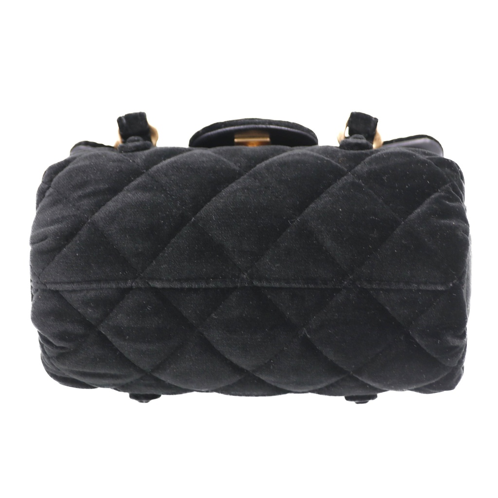 Chanel Velvet Quilted Mini Top Handle in Black