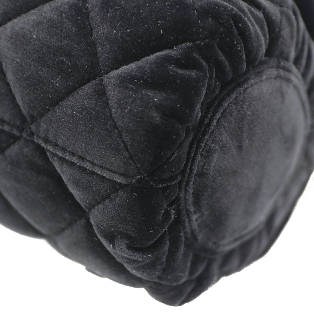 Chanel Velvet Quilted Mini Top Handle in Black