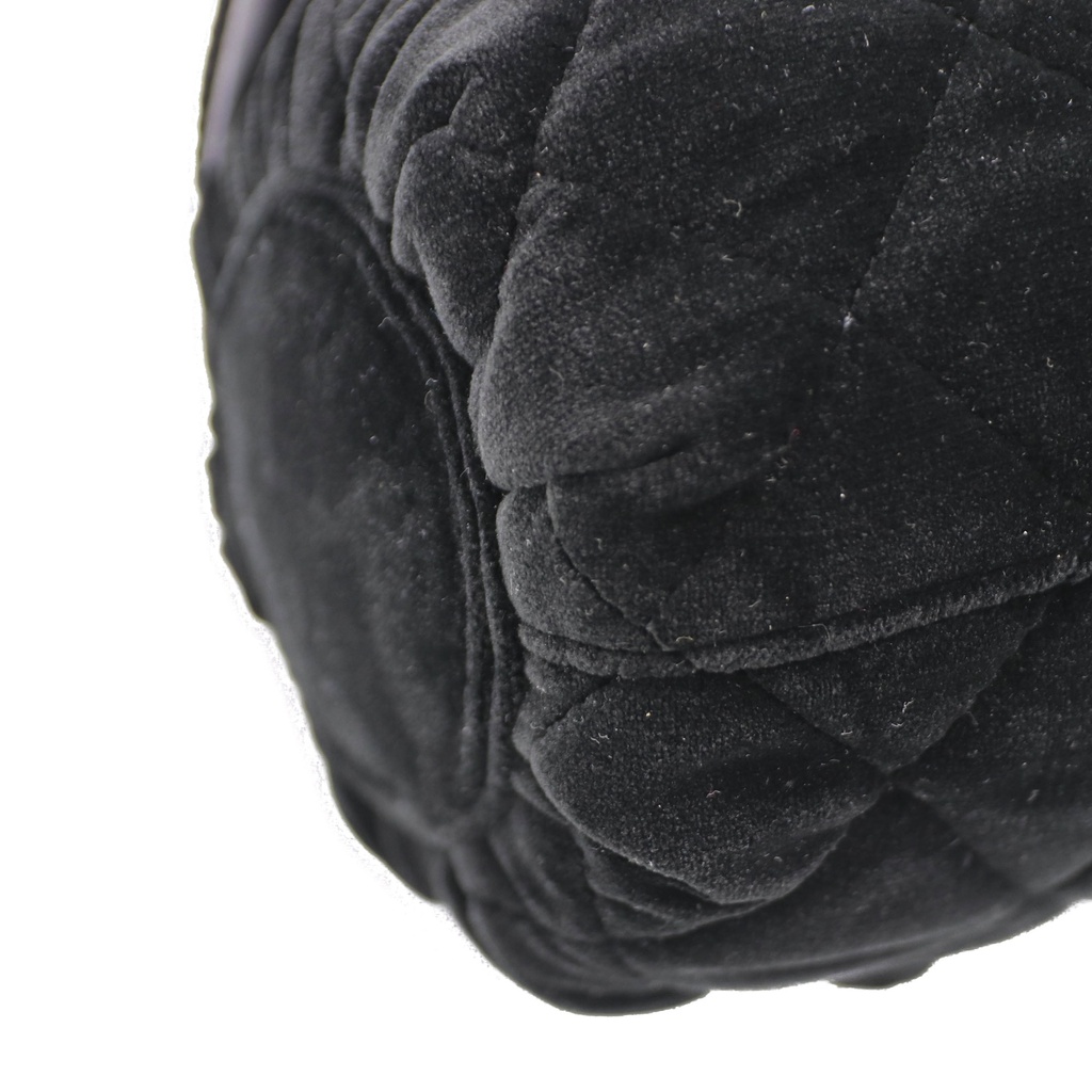 Chanel Velvet Quilted Mini Top Handle in Black