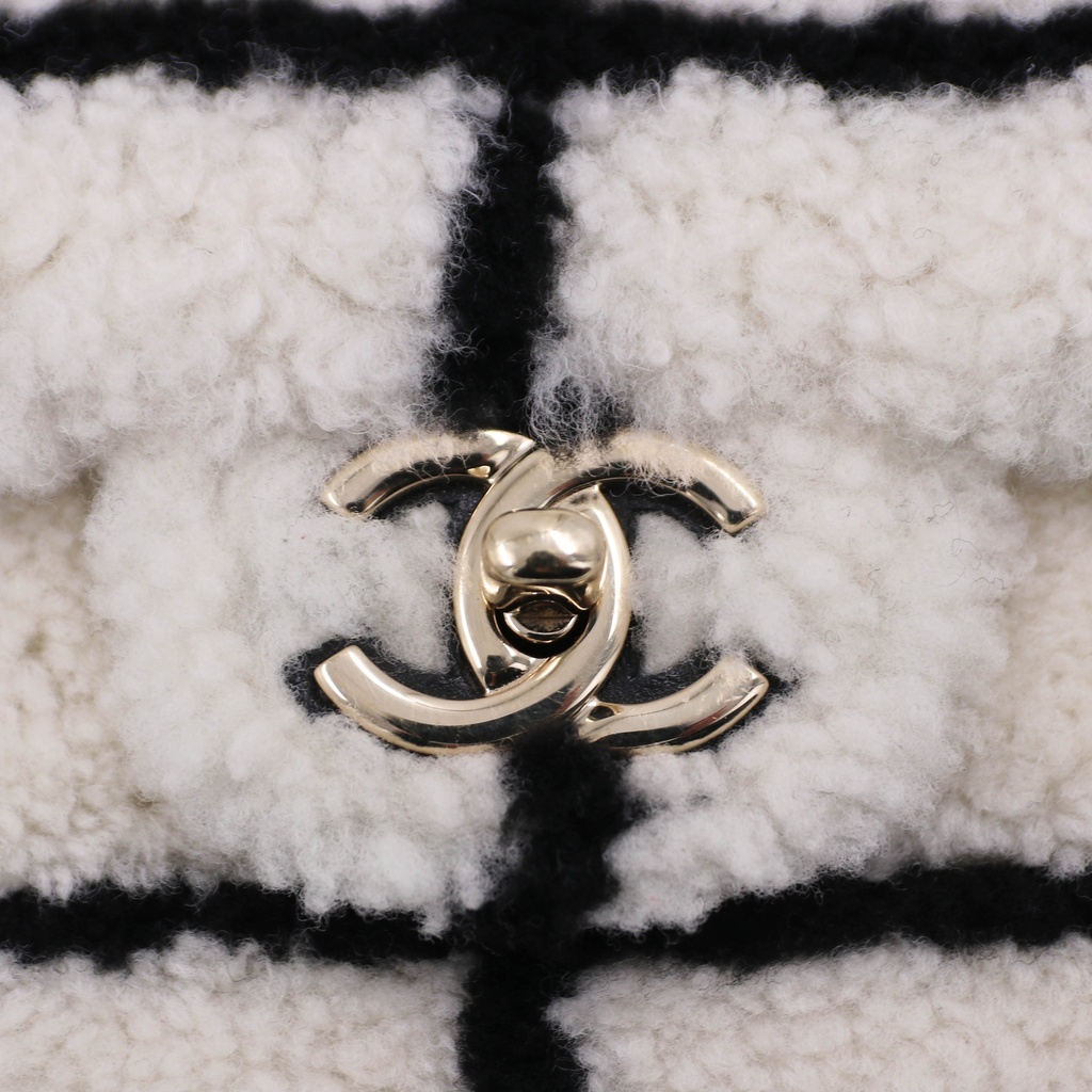 Chanel Classic Flap Shearling in Black&White
