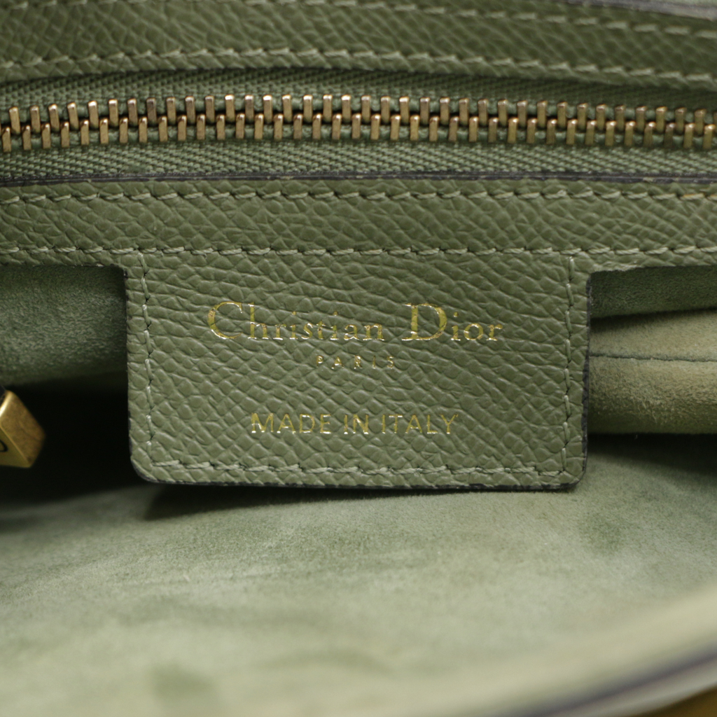 Christian Dior Grained Calfskin Saddle Bag Green