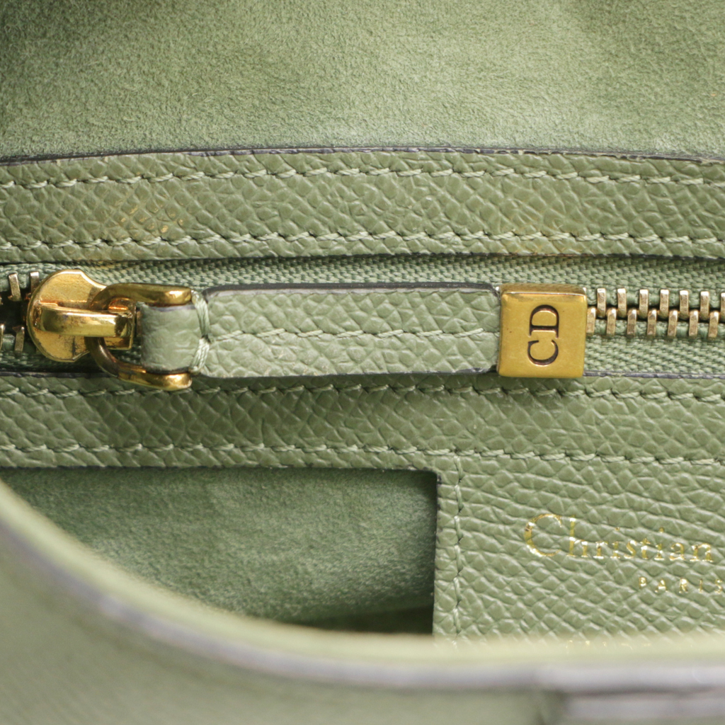 Christian Dior Grained Calfskin Saddle Bag Green