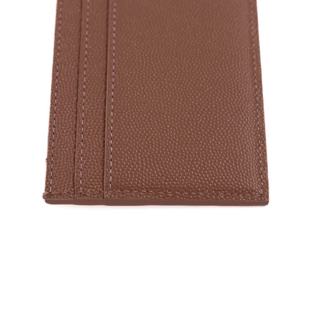 Saint Laurent Pebble-Grain Leather Cardholder Beige