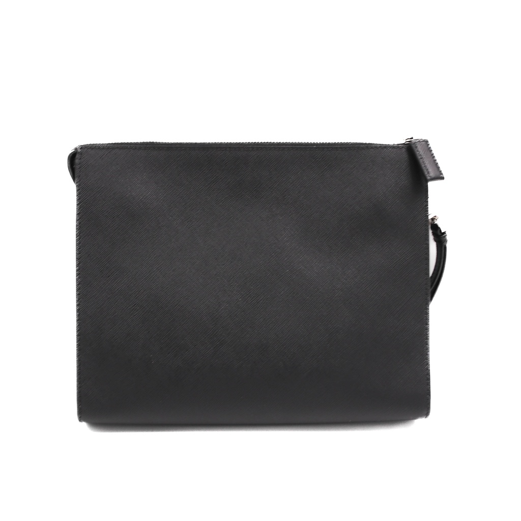 Prada Black Saffiano Leather Men Wristlet Pouch
