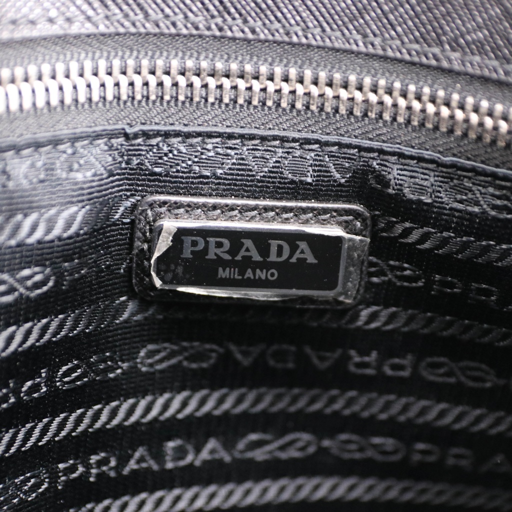 Prada Black Saffiano Leather Men Wristlet Pouch