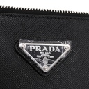 Prada Black Saffiano Leather Men Wristlet Pouch
