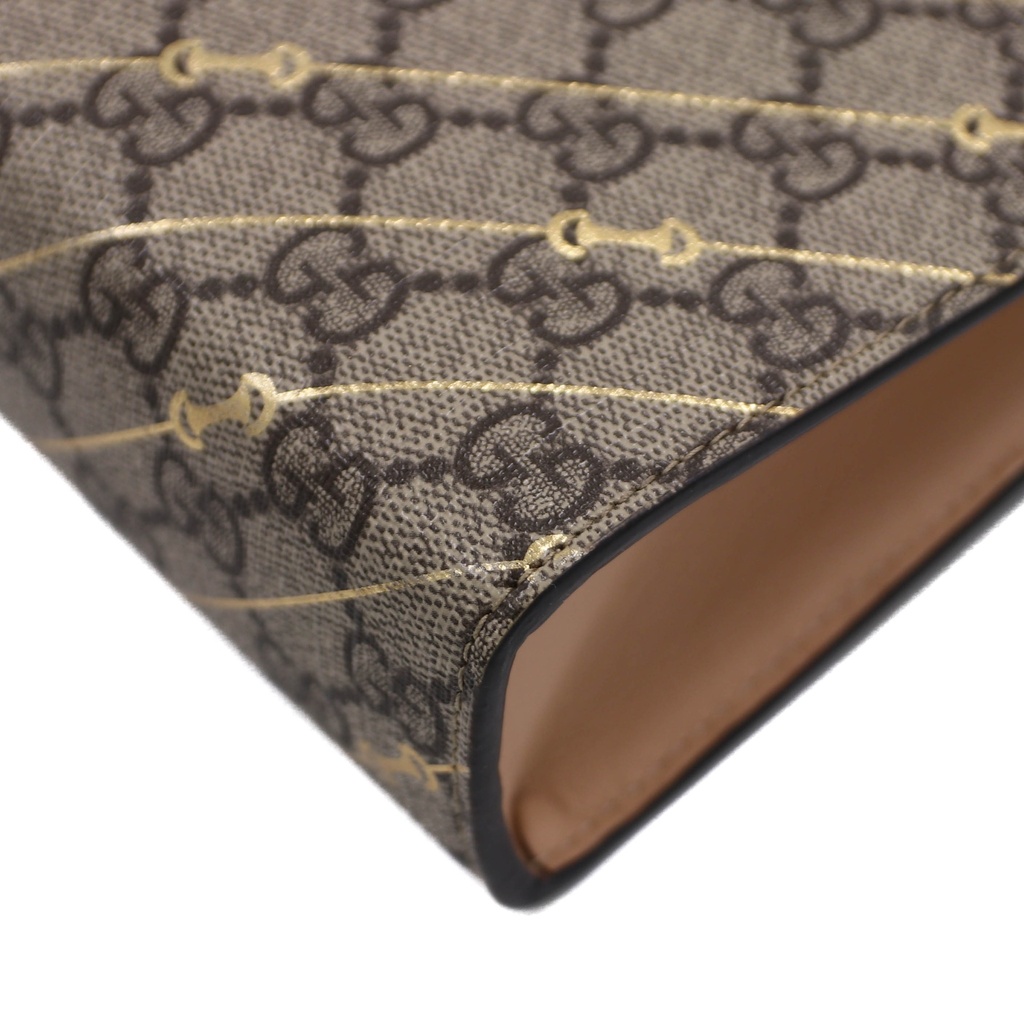 Gucci Beige and Ebony Horsebit Striped Pouch 774345