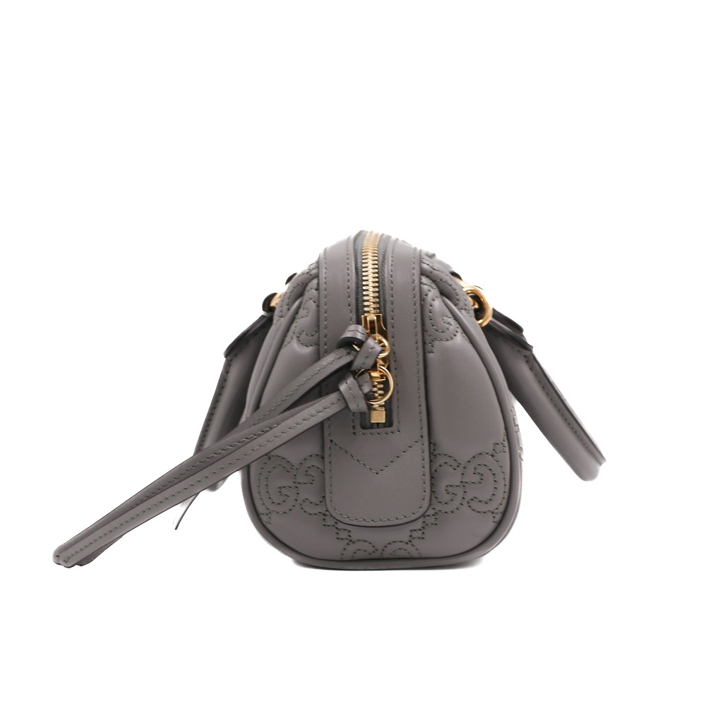 Gucci GG Matelassé Grey Leather Top Handle Bag 702251