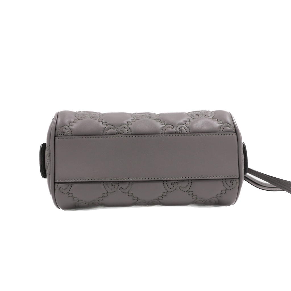 Gucci GG Matelassé Grey Leather Top Handle Bag 702251