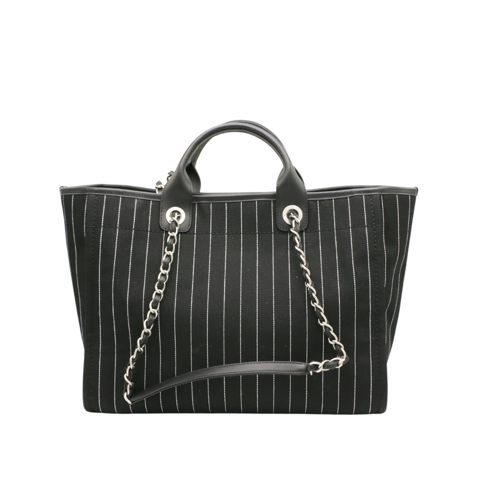 Chanel Deauville shopping bag in Black& White canvas and black leather