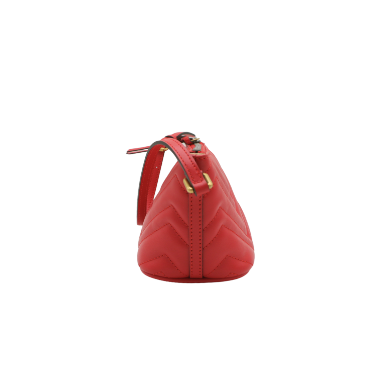 Gucci GG Marmont Boat Leather Shoulder Bag Red 739166