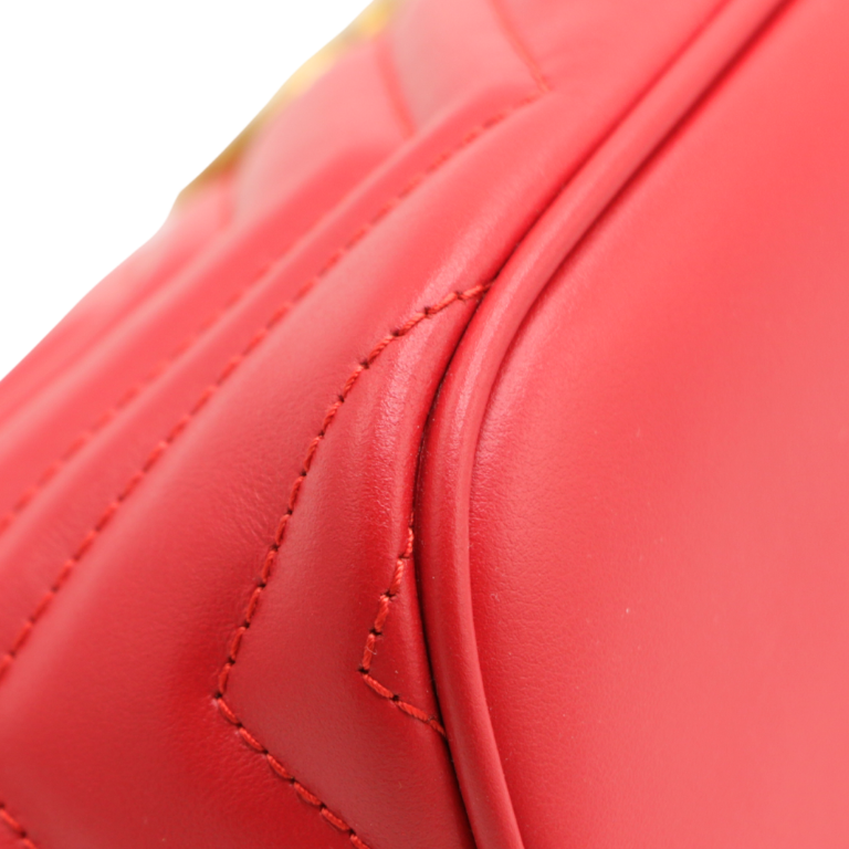 Gucci GG Marmont Boat Leather Shoulder Bag Red 739166
