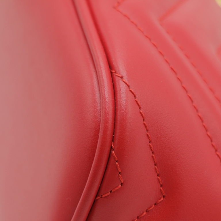 Gucci GG Marmont Boat Leather Shoulder Bag Red 739166