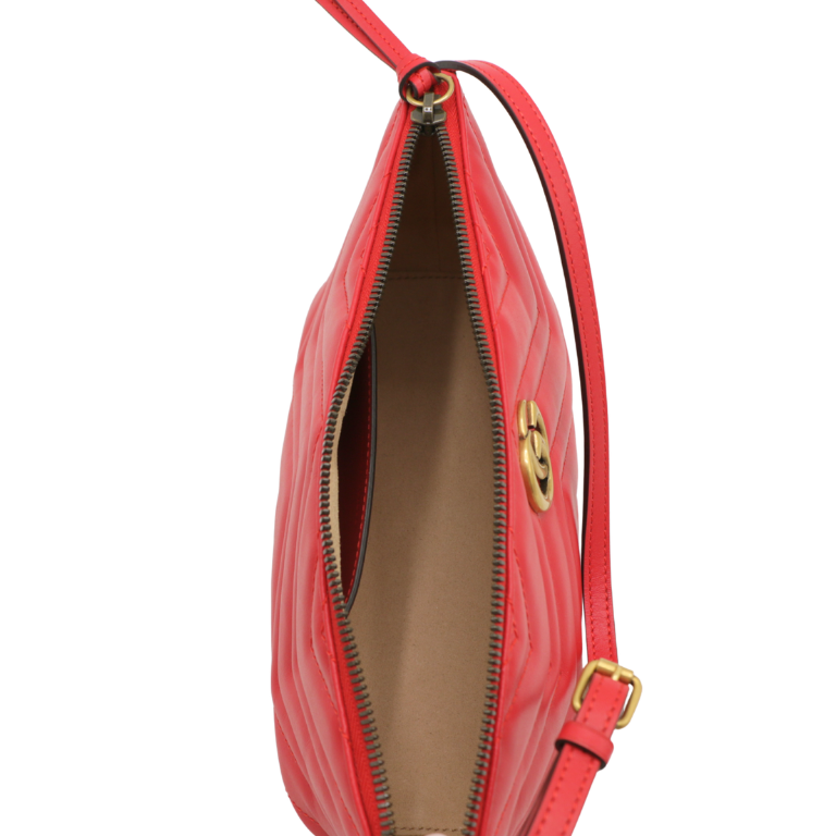 Gucci GG Marmont Boat Leather Shoulder Bag Red 739166