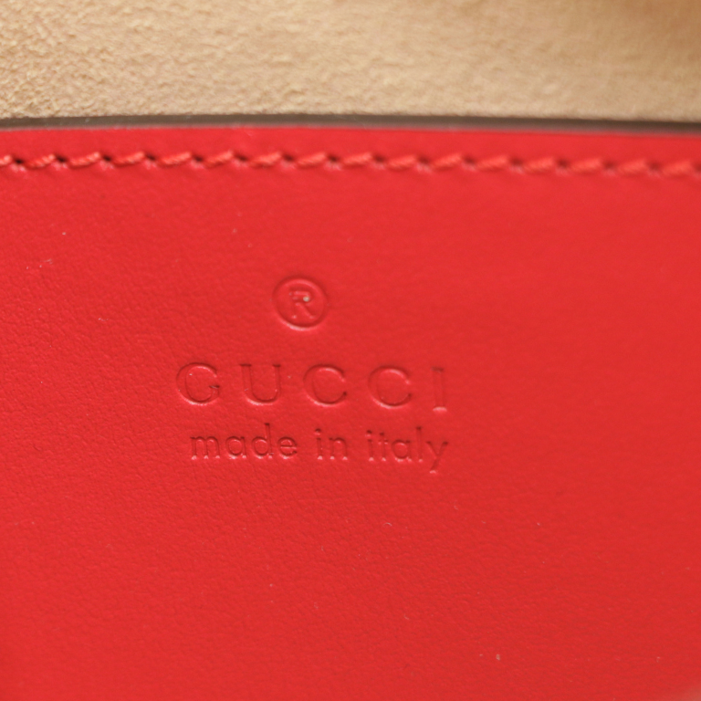 Gucci GG Marmont Boat Leather Shoulder Bag Red 739166