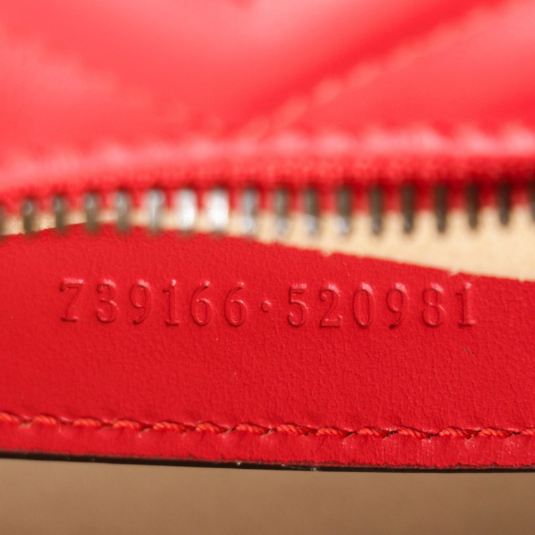 Gucci GG Marmont Boat Leather Shoulder Bag Red 739166