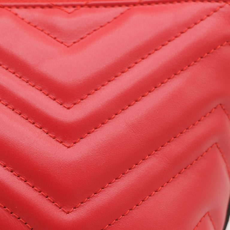 Gucci GG Marmont Boat Leather Shoulder Bag Red 739166