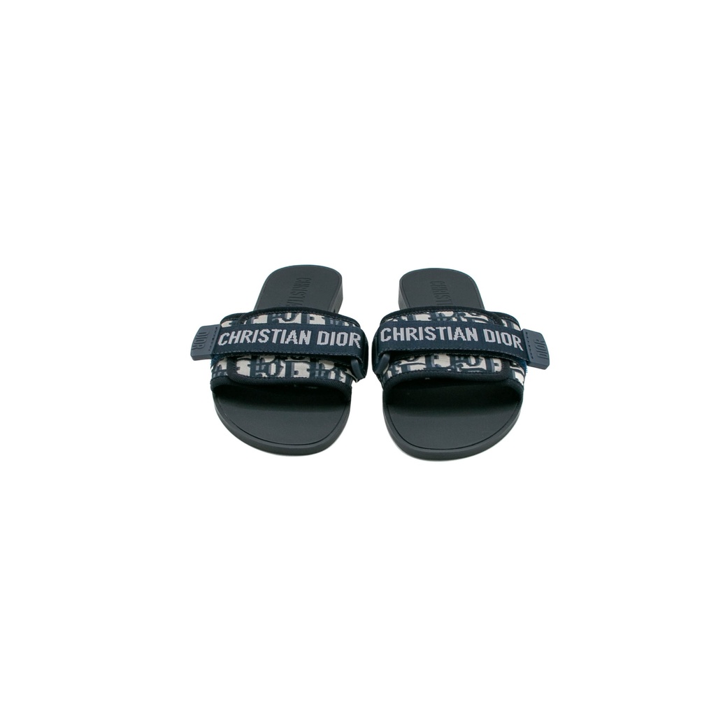Christian Dior Rubber Macrocannage Dio(r)evolution Slides Blue Size 39