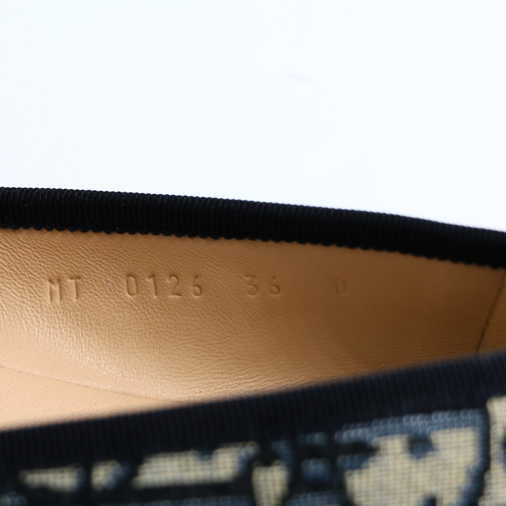 Christian Dior Poeme Ballet Flats In Blue and Beige Oblique In Size 36