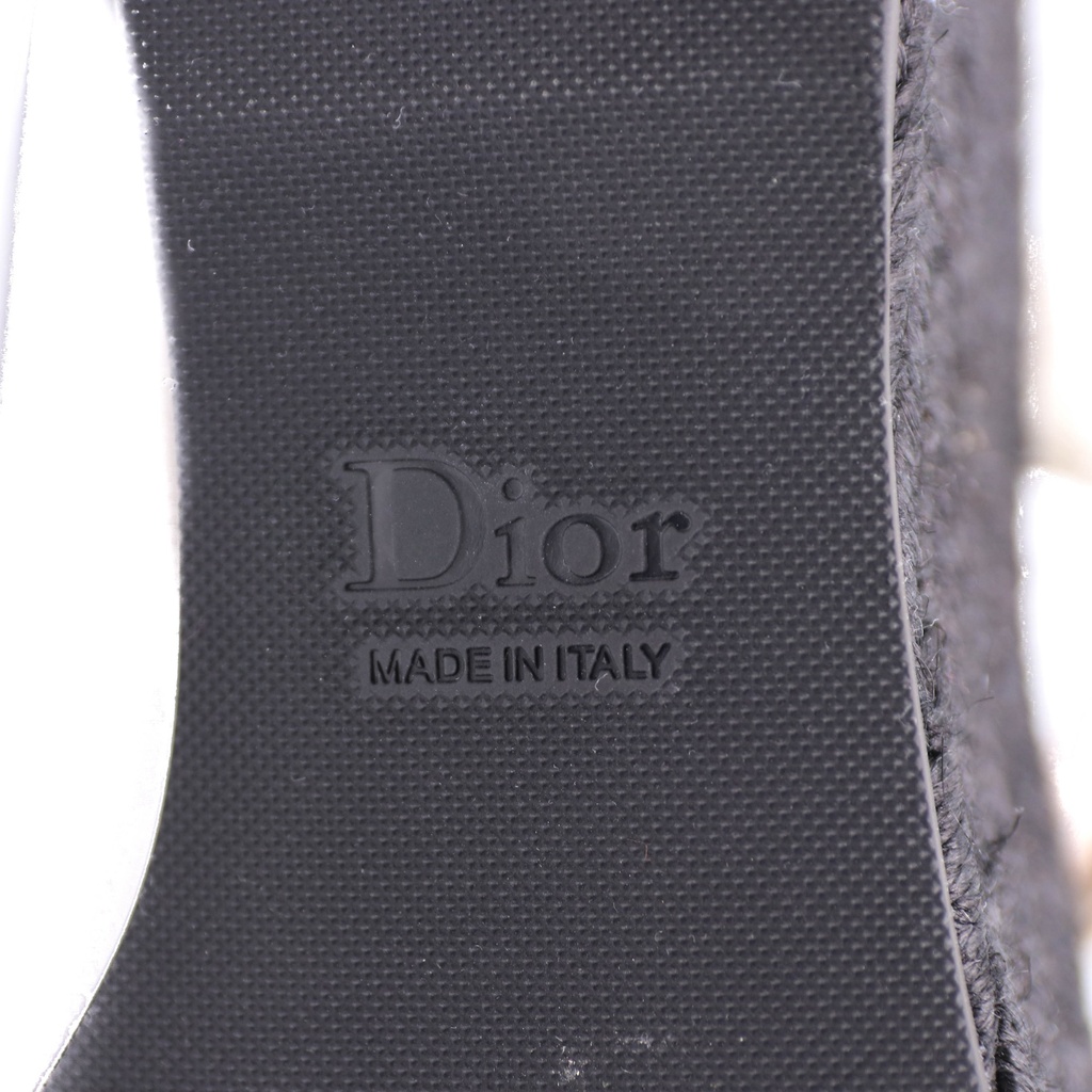 Christian Dior Heeled Sandal with J'adore Straps Black Embroided Cotton Size 36 1/2
