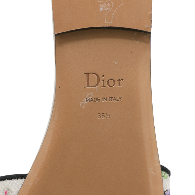 Christian Dior Dway Sandal Embroidered Multicolor Flower Size 38 1/2