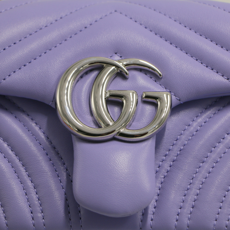 Gucci GG Marmont Small Shoulder Bag in Purple Leather 837280