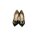 Christian Dior Initials Pump Black Suede Goatskin Size 37