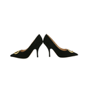 Christian Dior Initials Pump Black Suede Goatskin Size 37