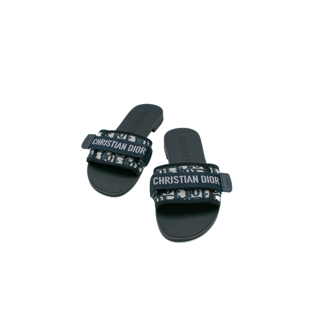Christian Dior Rubber Macrocannage Dio(r)evolution Slides Blue Size 36
