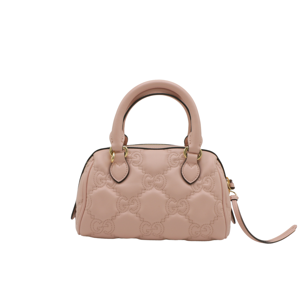 Gucci GG Matelassé Pink Leather Top Handle Bag 702251