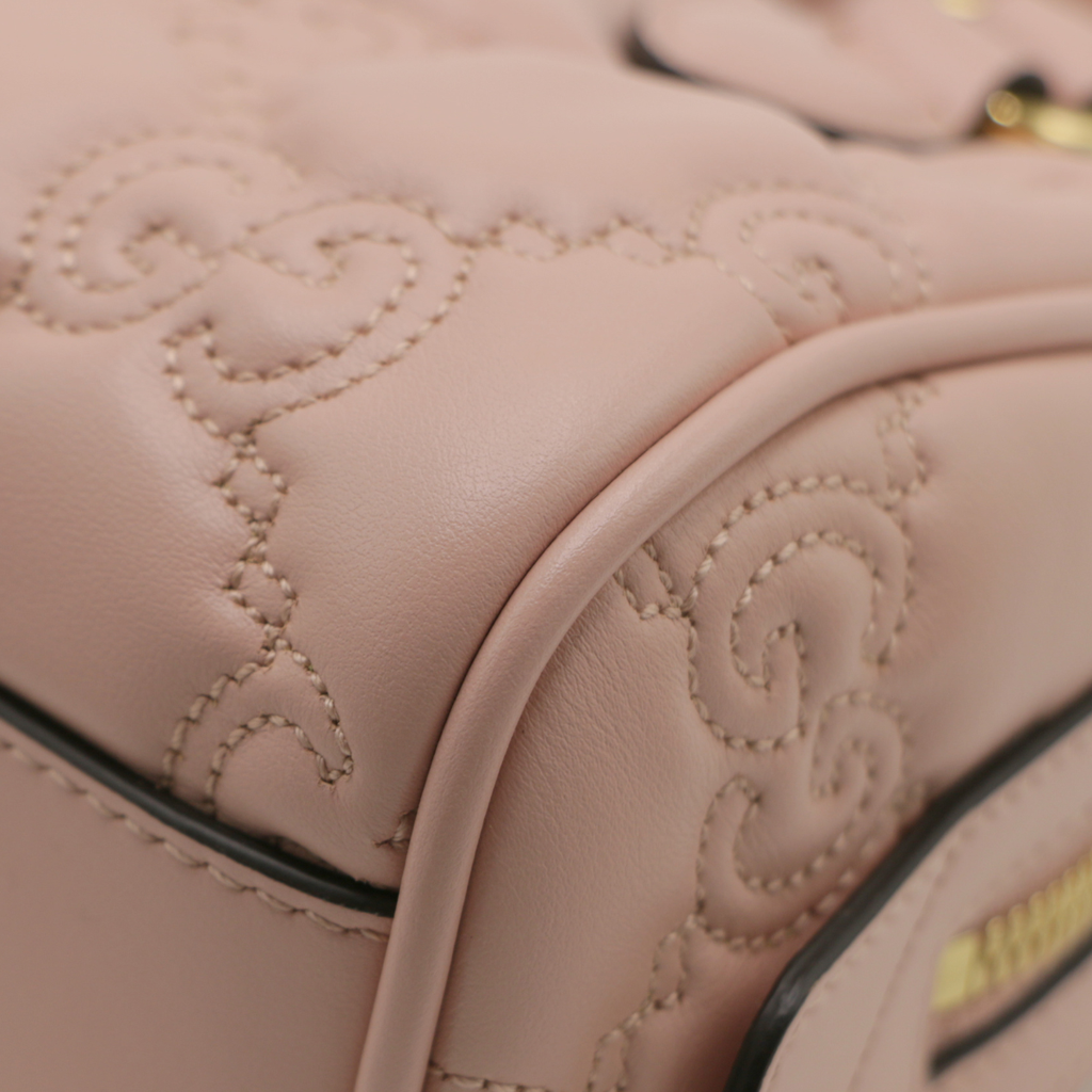 Gucci GG Matelassé Pink Leather Top Handle Bag 702251
