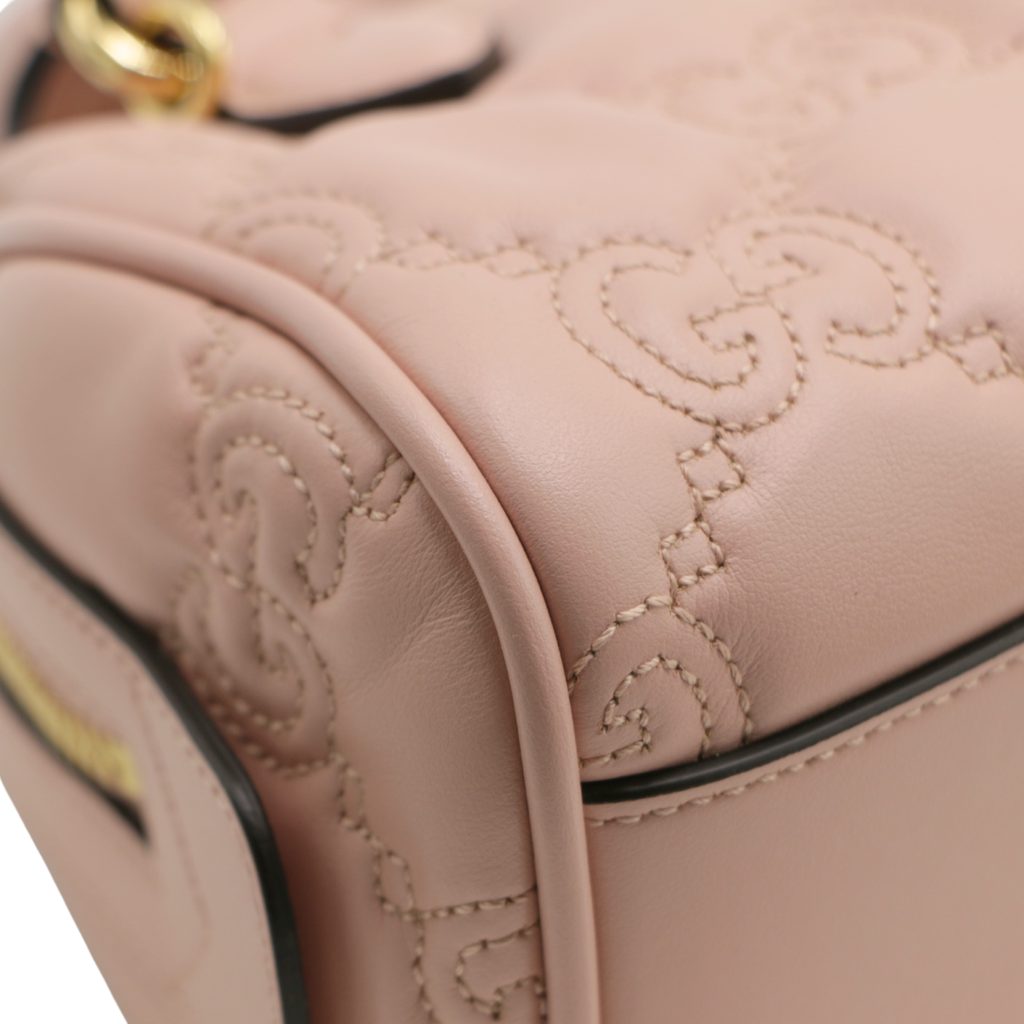 Gucci GG Matelassé Pink Leather Top Handle Bag 702251