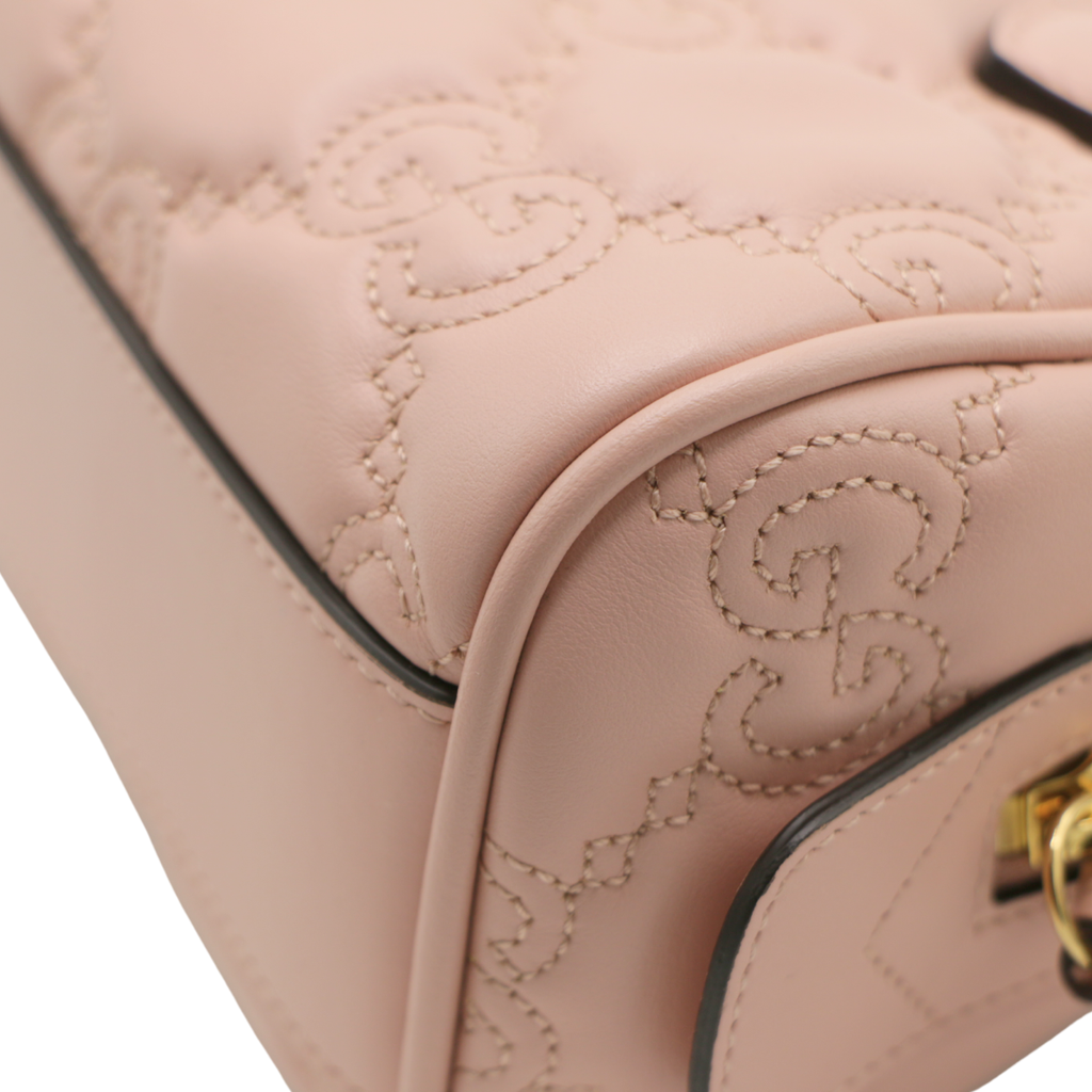 Gucci GG Matelassé Pink Leather Top Handle Bag 702251