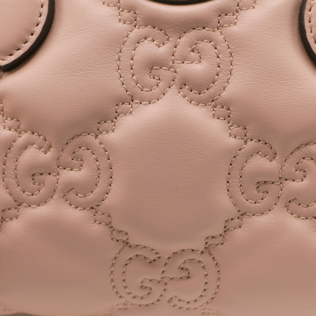 Gucci GG Matelassé Pink Leather Top Handle Bag 702251