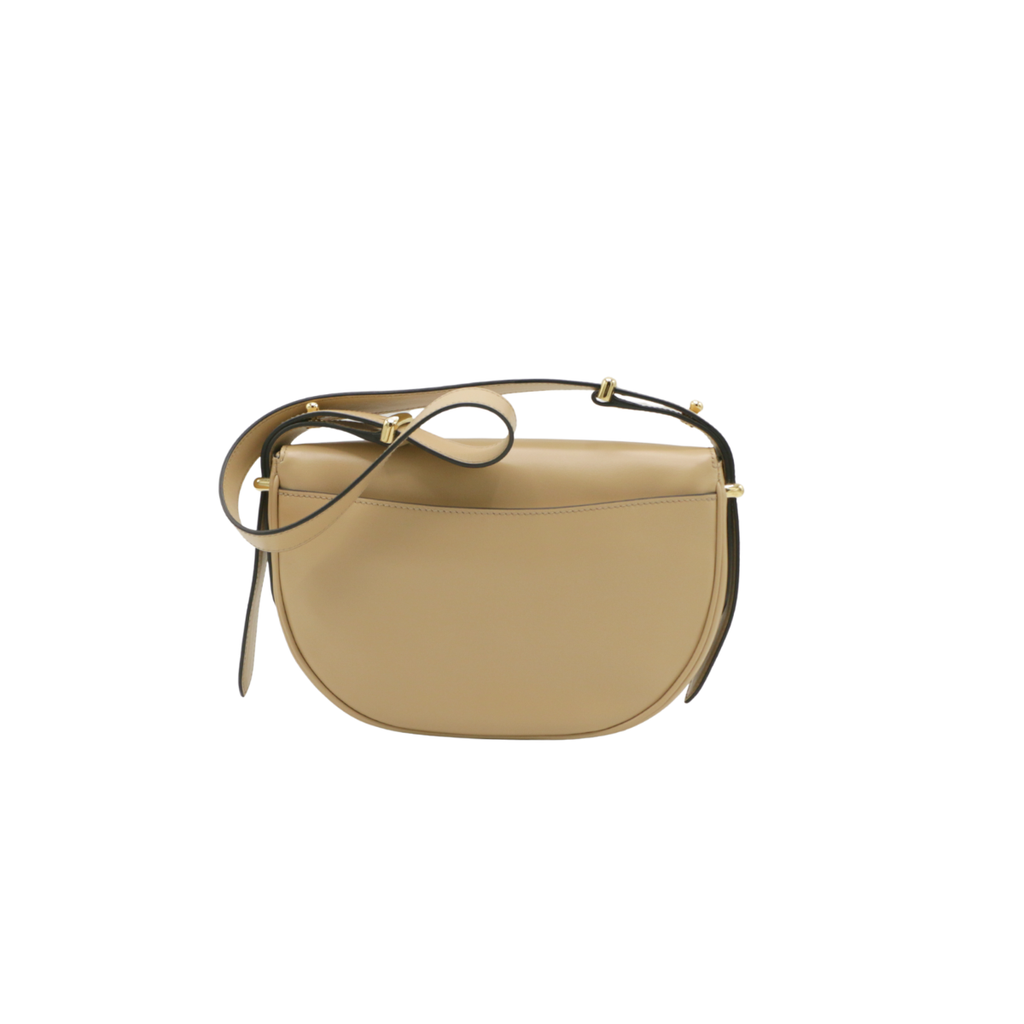 Prada Arqué leather shoulder bag with flap Camel