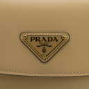 Prada Arqué leather shoulder bag with flap Camel