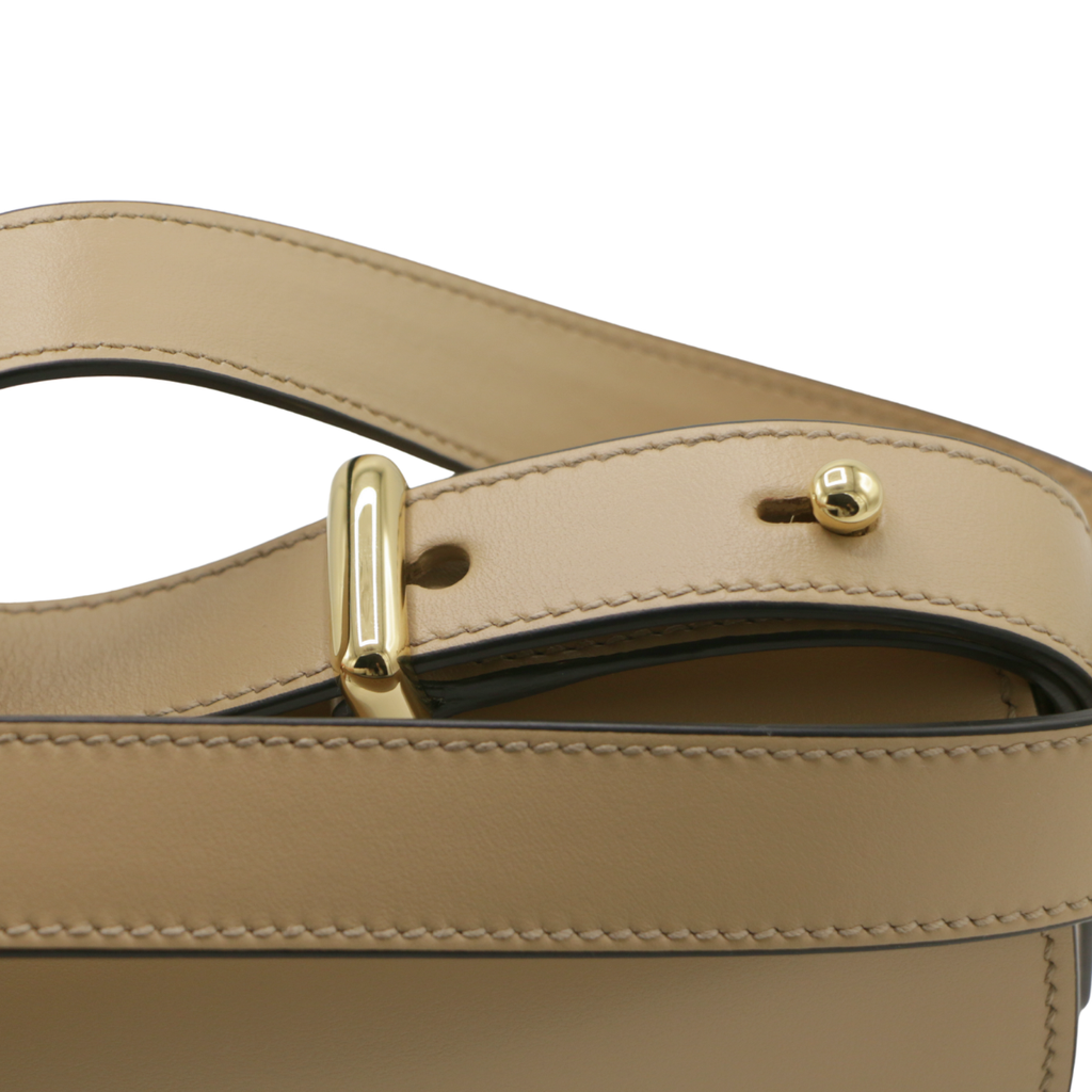 Prada Arqué leather shoulder bag with flap Camel
