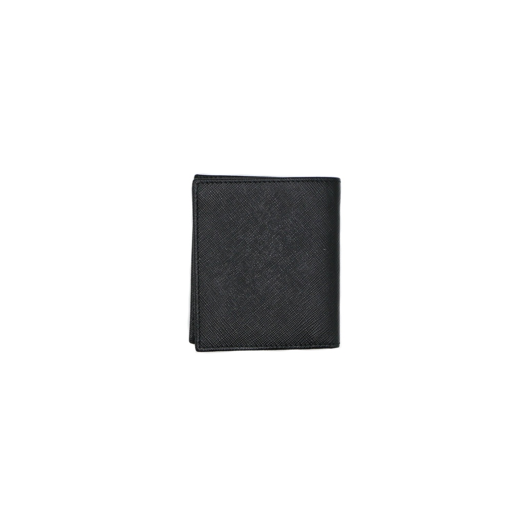 Prada Saffiano Triangle Logo Bifold Black Wallet