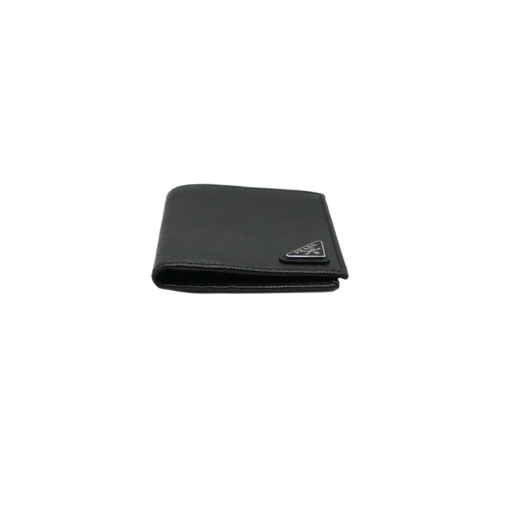 Prada Saffiano Triangle Logo Bifold Black Wallet