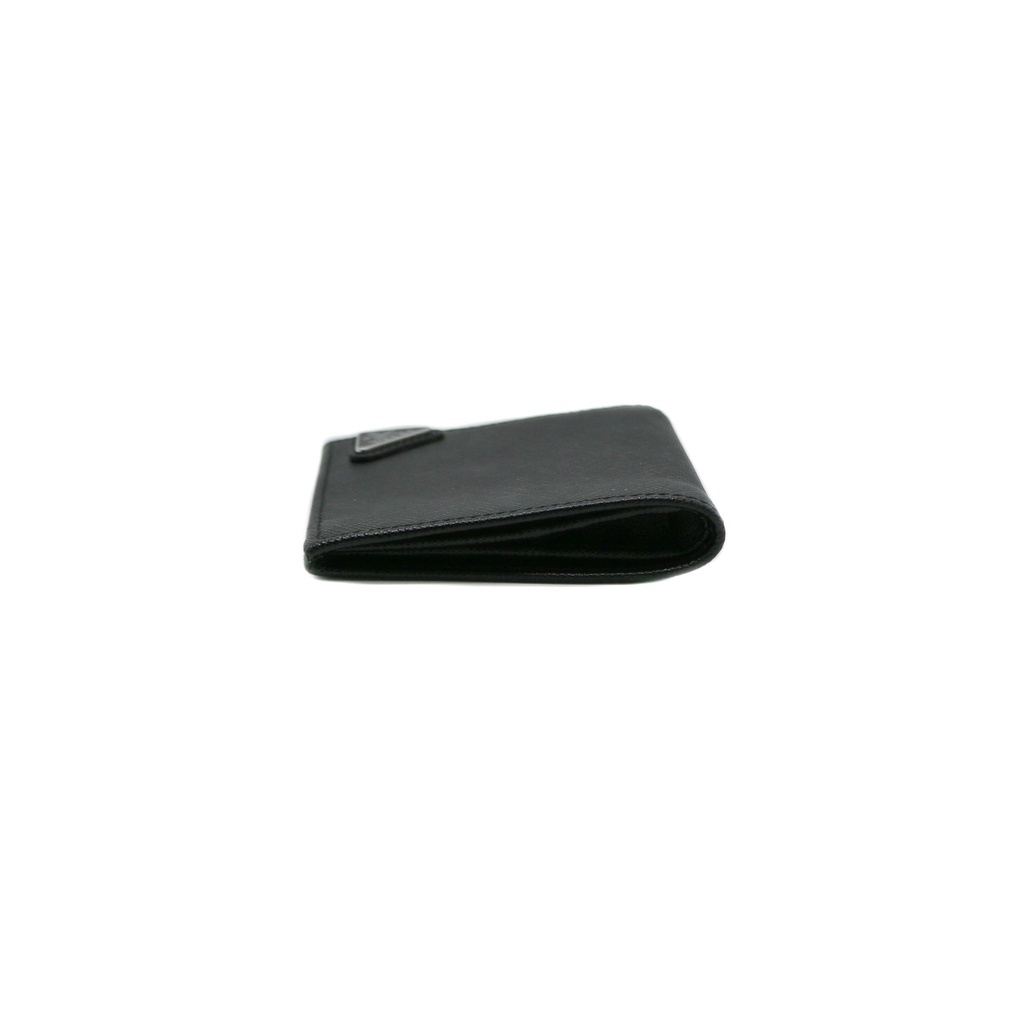 Prada Saffiano Triangle Logo Bifold Black Wallet