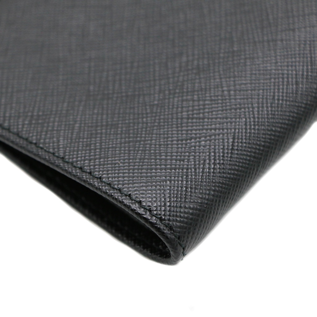 Prada Saffiano Triangle Logo Bifold Black Wallet