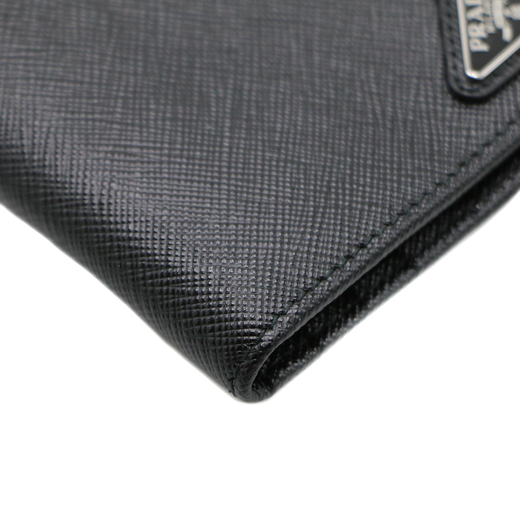 Prada Saffiano Triangle Logo Bifold Black Wallet