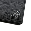 Prada Saffiano Triangle Logo Bifold Black Wallet