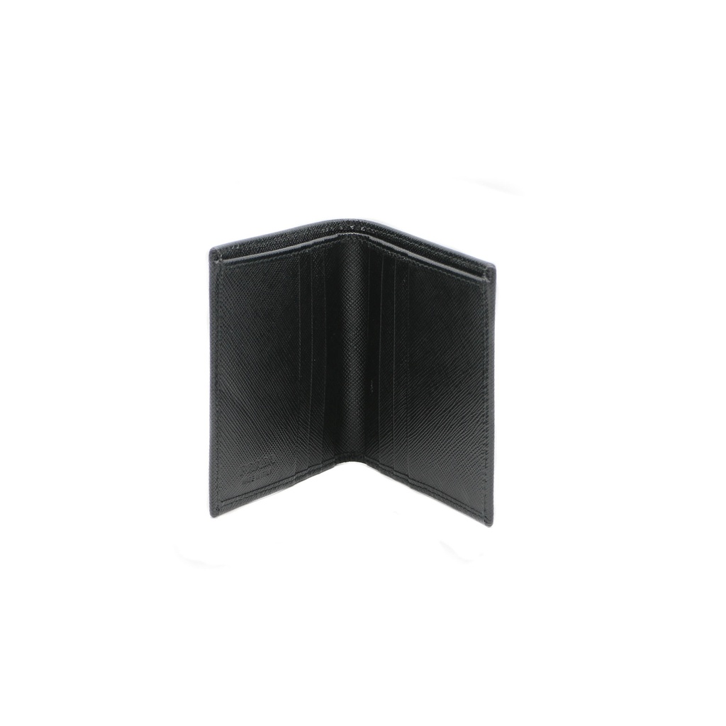 Prada Saffiano Triangle Logo Bifold Black Wallet