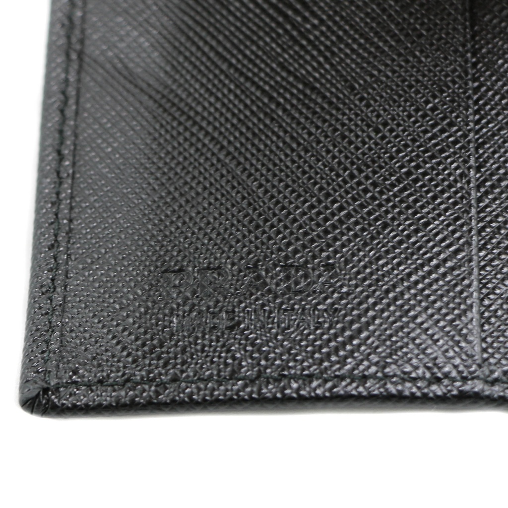 Prada Saffiano Triangle Logo Bifold Black Wallet