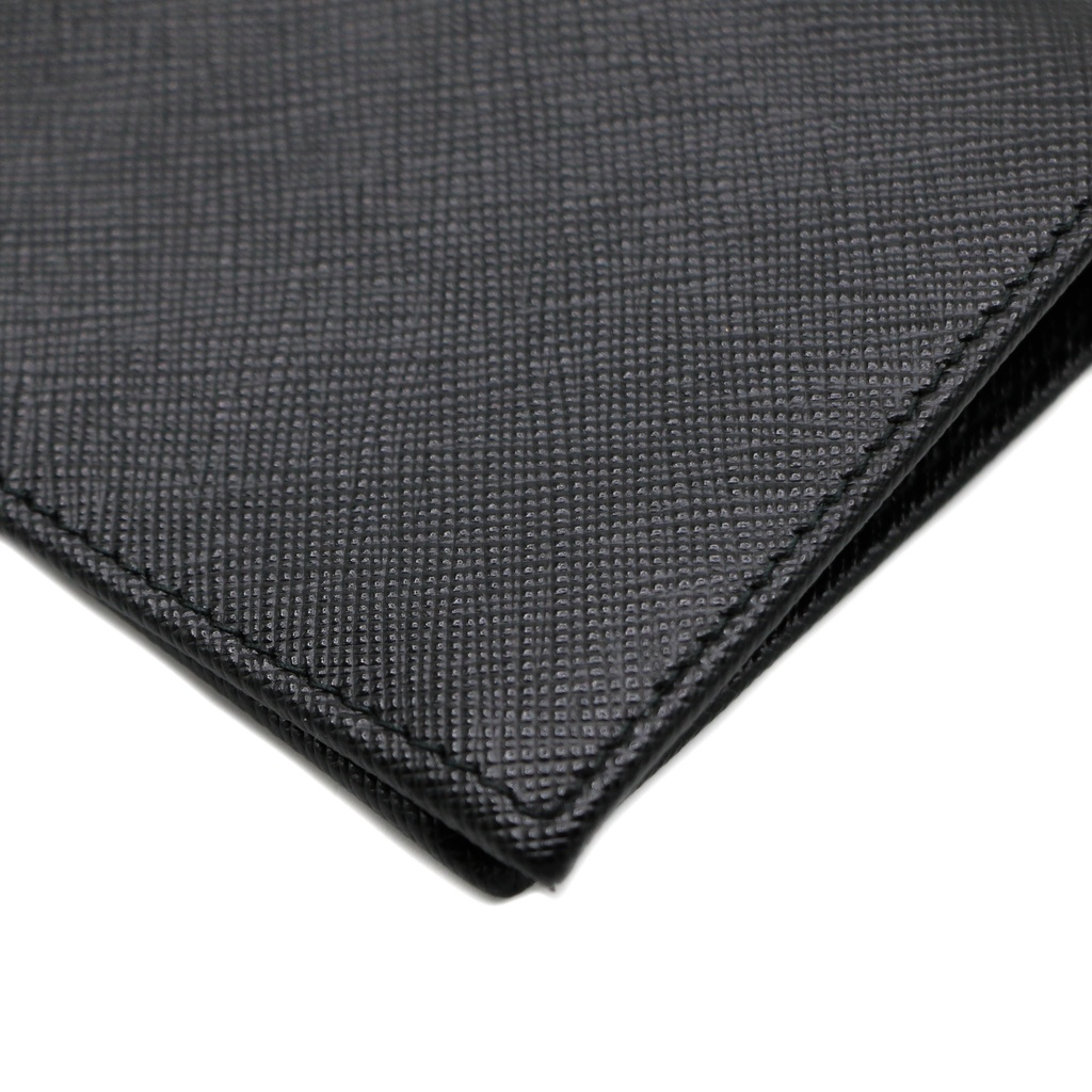 Prada Saffiano Triangle Logo Bifold Black Wallet