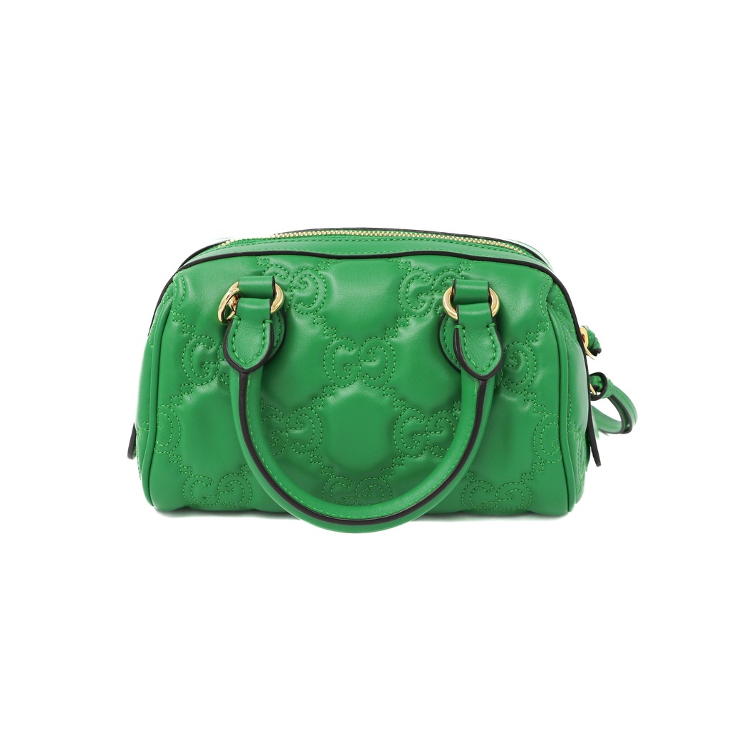 Gucci GG Matelassé Vibrant Green Leather Top Handle 702251
