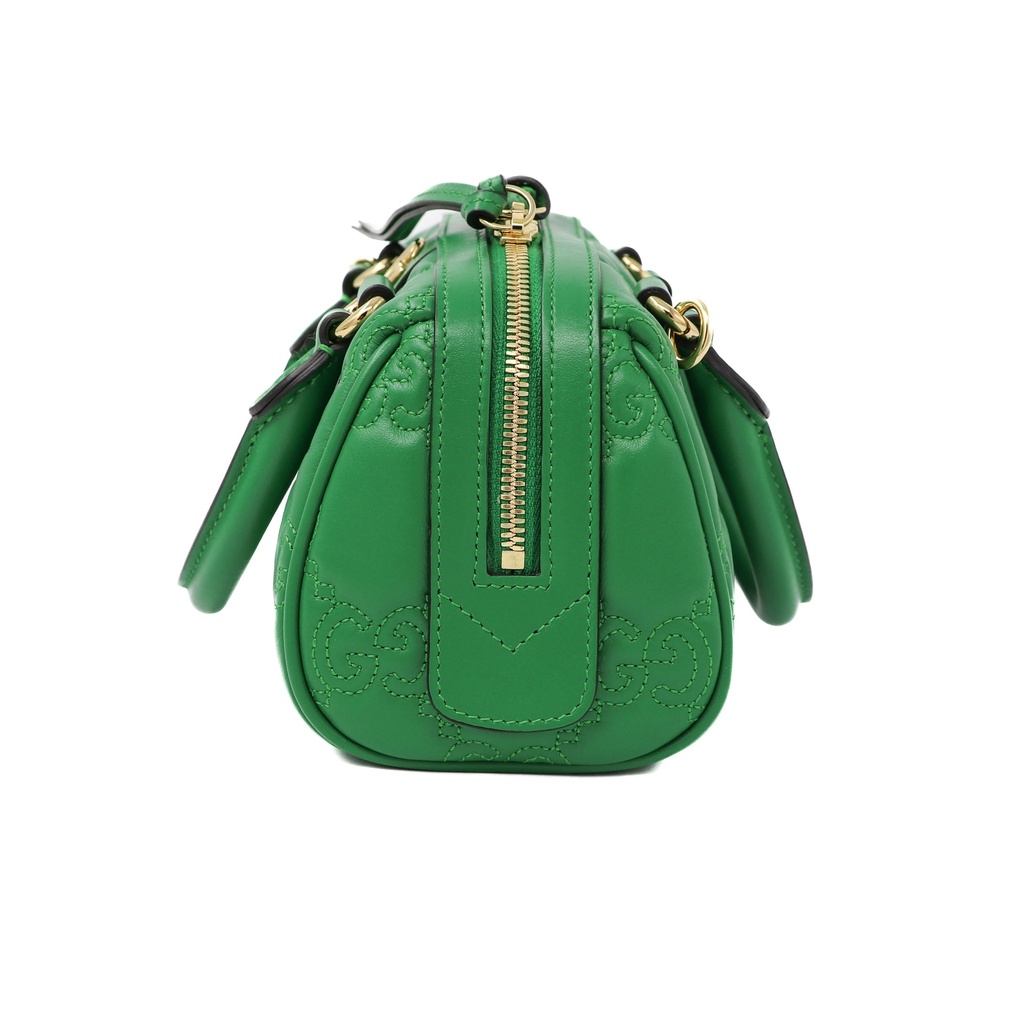 Gucci GG Matelassé Vibrant Green Leather Top Handle 702251