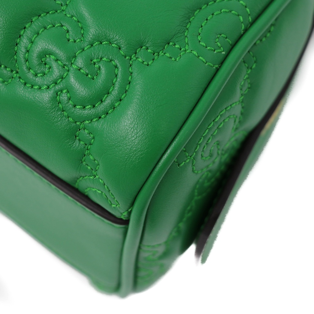 Gucci GG Matelassé Vibrant Green Leather Top Handle 702251