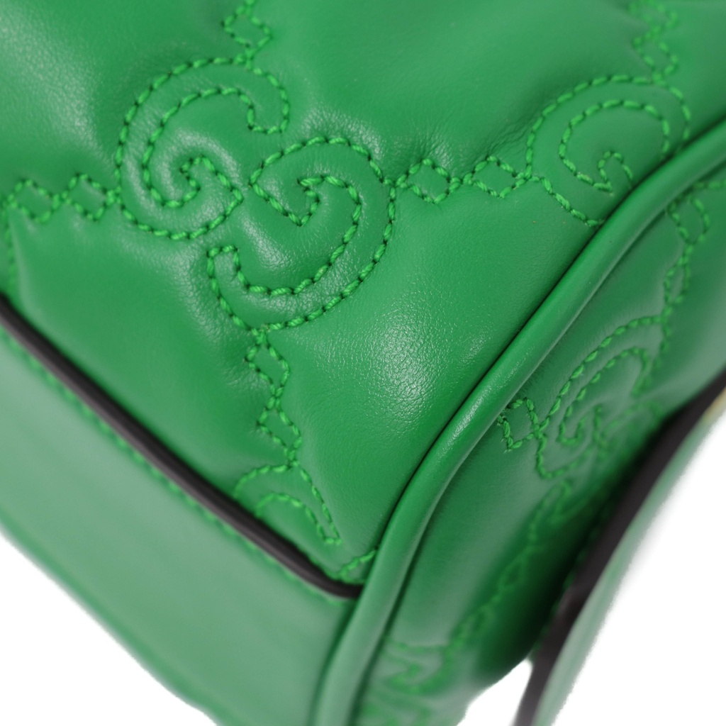 Gucci GG Matelassé Vibrant Green Leather Top Handle 702251